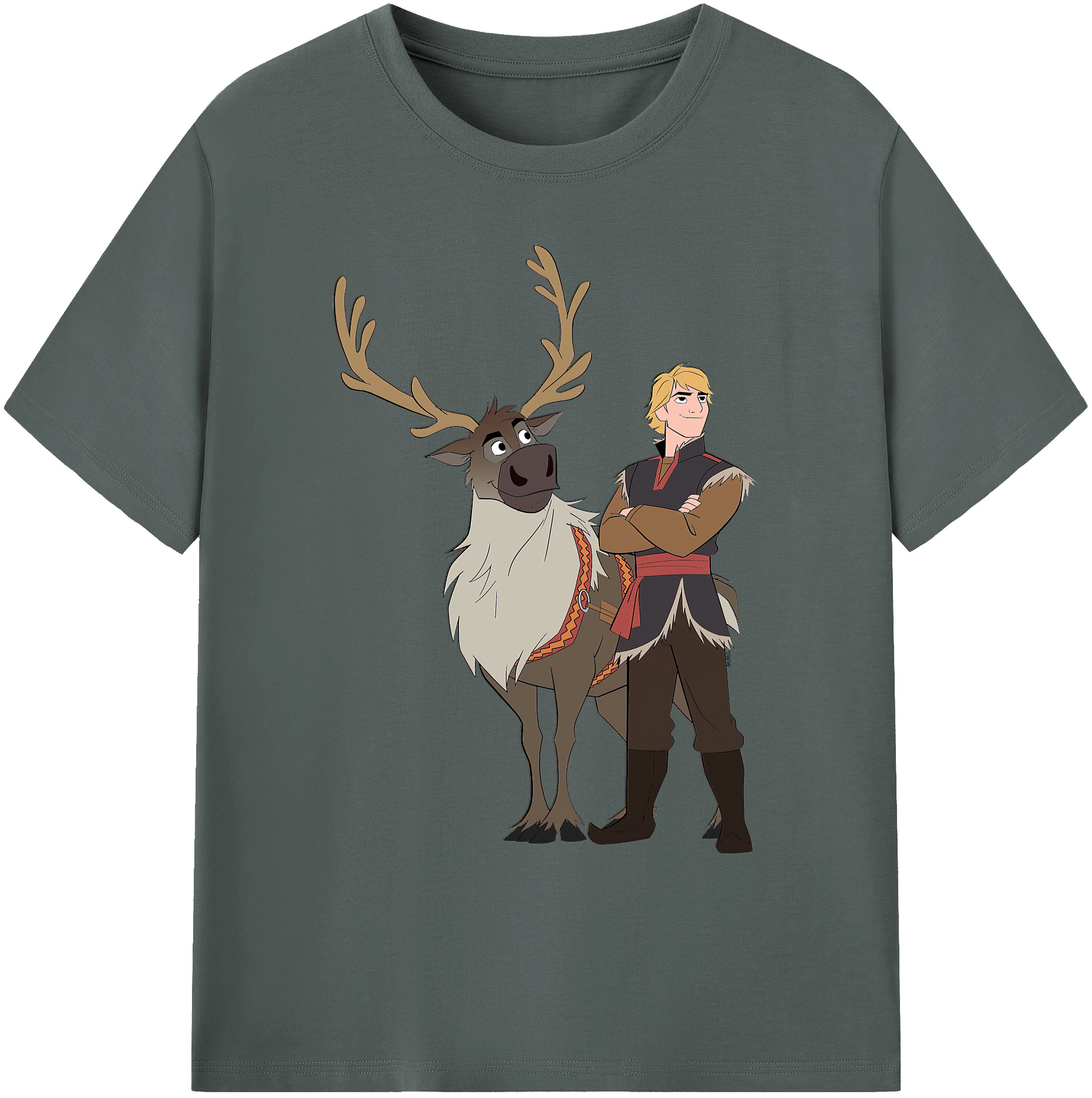 （画像用） アナと雪の女王 アンナ エルサ Frozen Anna Elsa 綿100％ メンズ半袖Tシャツ｜肌触りやわらか＆通気性